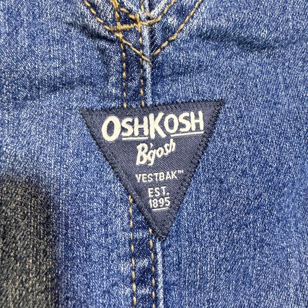 OshKosh B'gosh Denim Overalls Baby 6M Blue Vestbak Striped Straps Classic Work